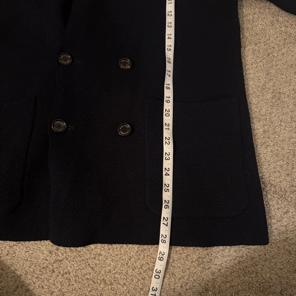 Ralph Lauren Purple Label Navy Knit Double Breasted Blazer Cardigan Size Medium